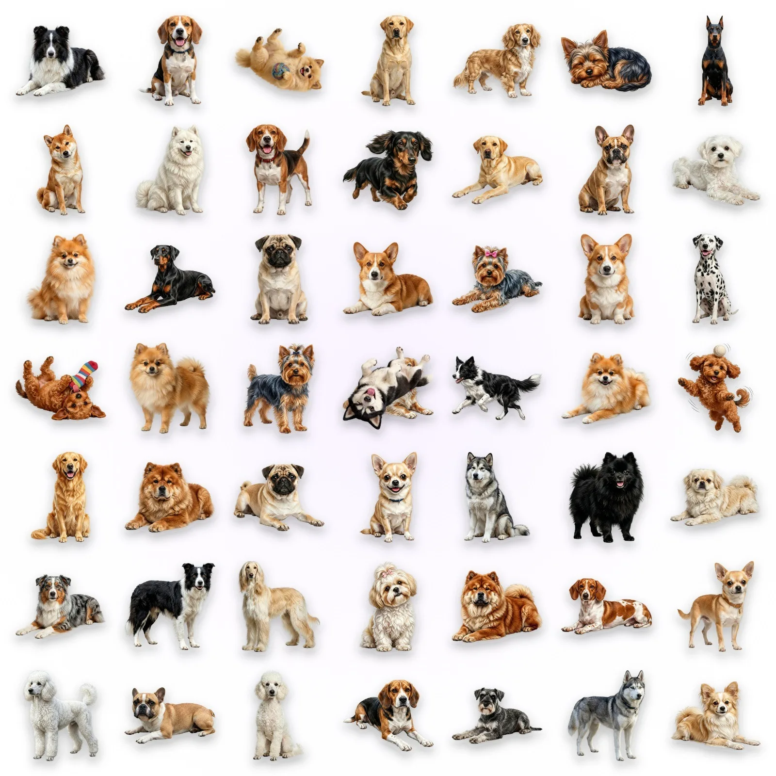 10/50PCS Cute Dog Collection Transparent Stickers Realistic Animal Graffiti Decoration Notebook Mobile Guitar Skateboard Decals