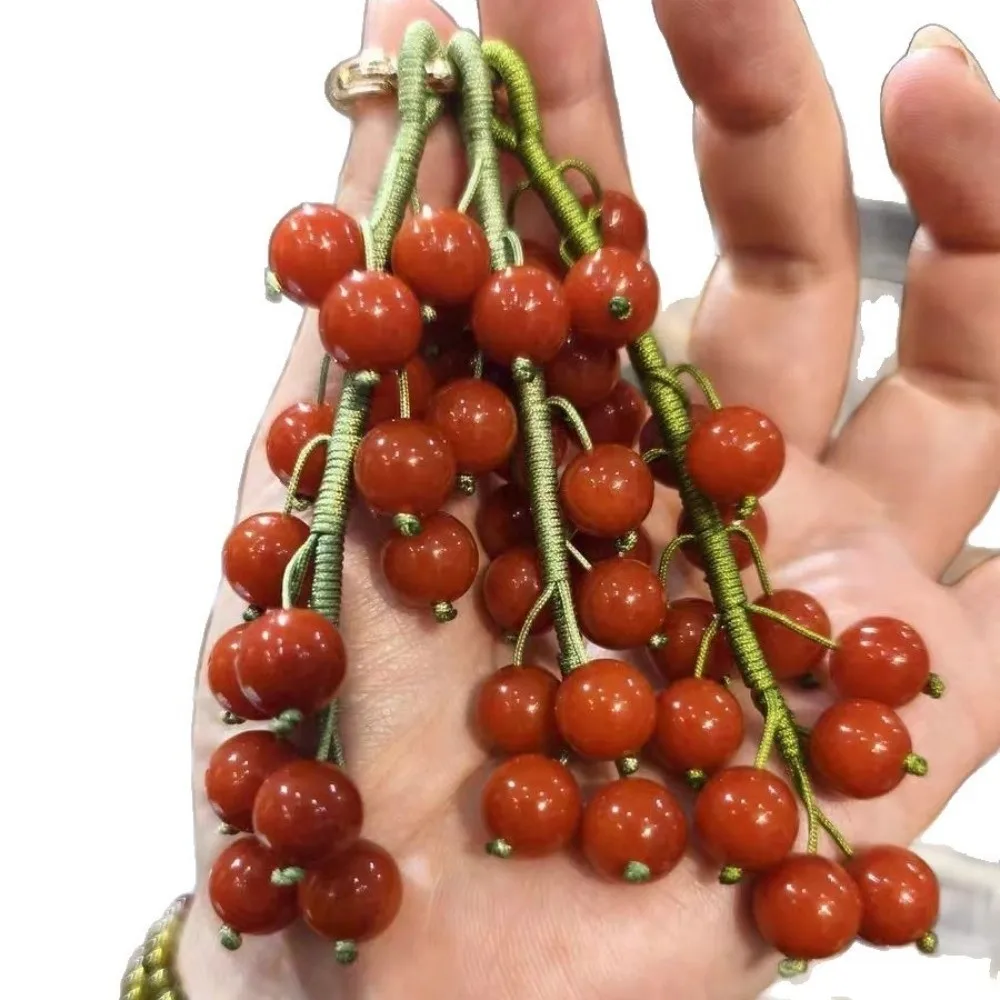 Fashion Hand Woven Grape Beaded Keychain Grape Charm Exquisite Simulated Fruit Keychain Beaded Bag Pendant Bag Hanging Ornament