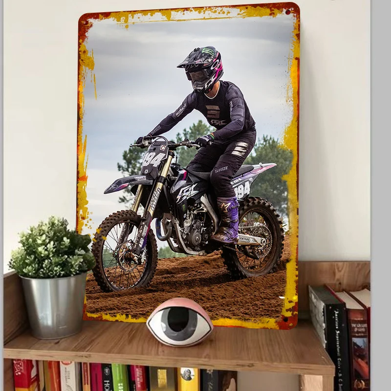Motocross Racer Competition Moment Custom Metal Tin Sign Living Room Bedroom Decor Wall Art Home Accessory