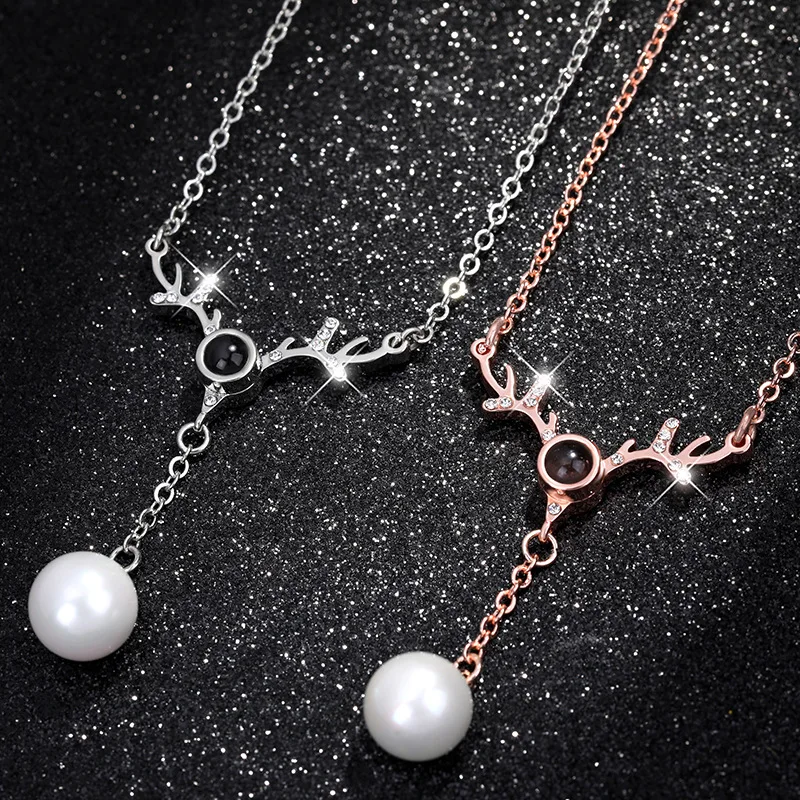 

«Ожерелье из рога оленя с вами всем пути», простая и элегантная, универсальная цепочка для свитера, длинное колье с надписью «любовь».