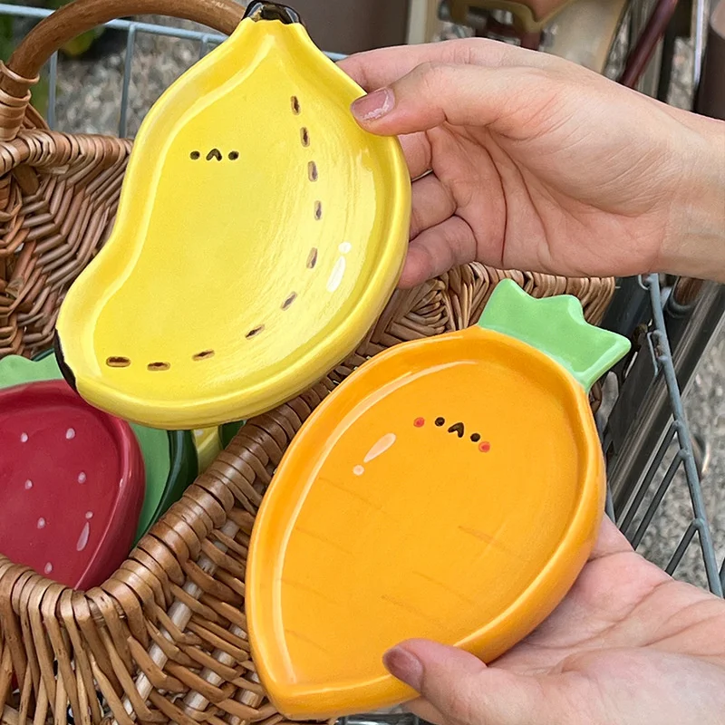 

Creative Cute Ceramic Flavor Plate Household Fruit Shaped Small Plate Snack Plate Children's Cartoon Sauce Plate