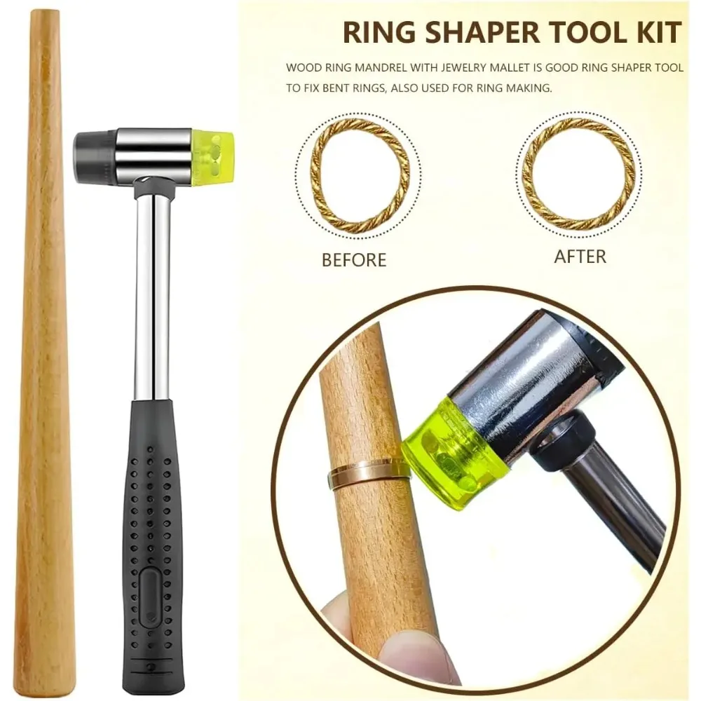 Professional Ring Sizer Tool Kit Complete Set for Ring Resizing Straightening Shaping Repair and Finger Size Measuring