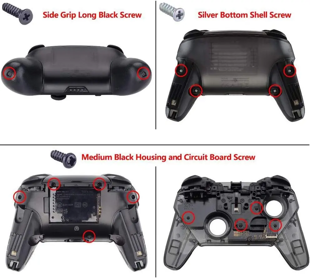 eXtremeRate Full Set Housing for NS Switch Pro Controller, Faceplate Backplate with Handles - Transparent Seires