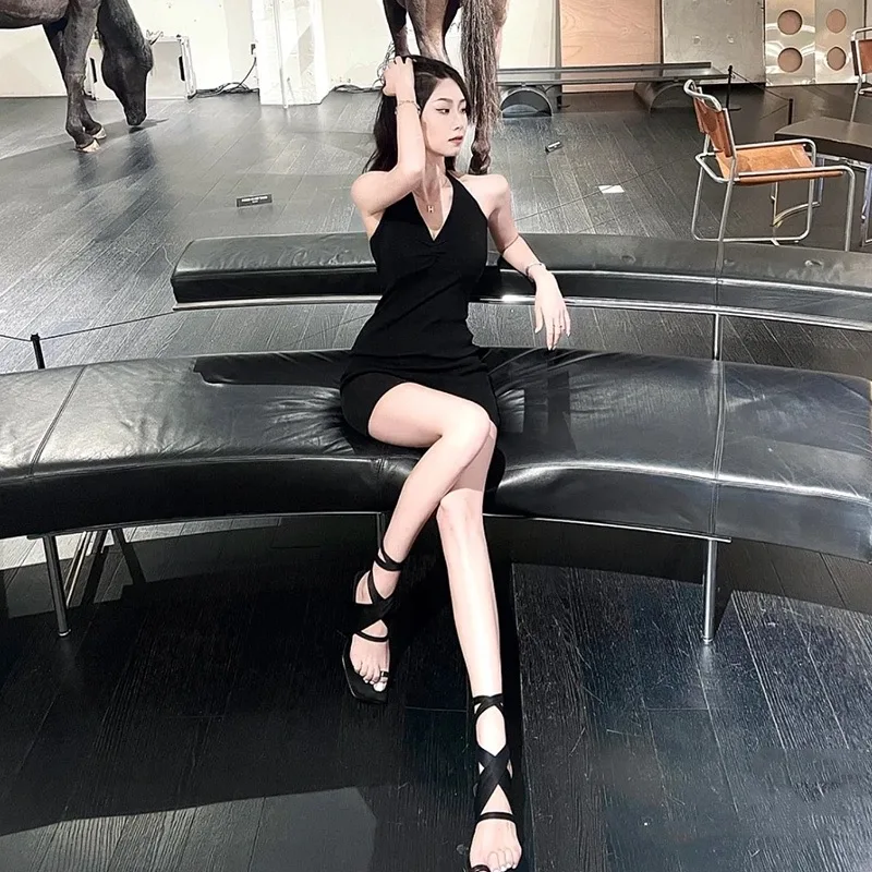 Vestidos sem mangas feminino azul primavera boêmio crochê bloqueando fofo em camadas linha a fairycore único piquenique mori menina harajuku