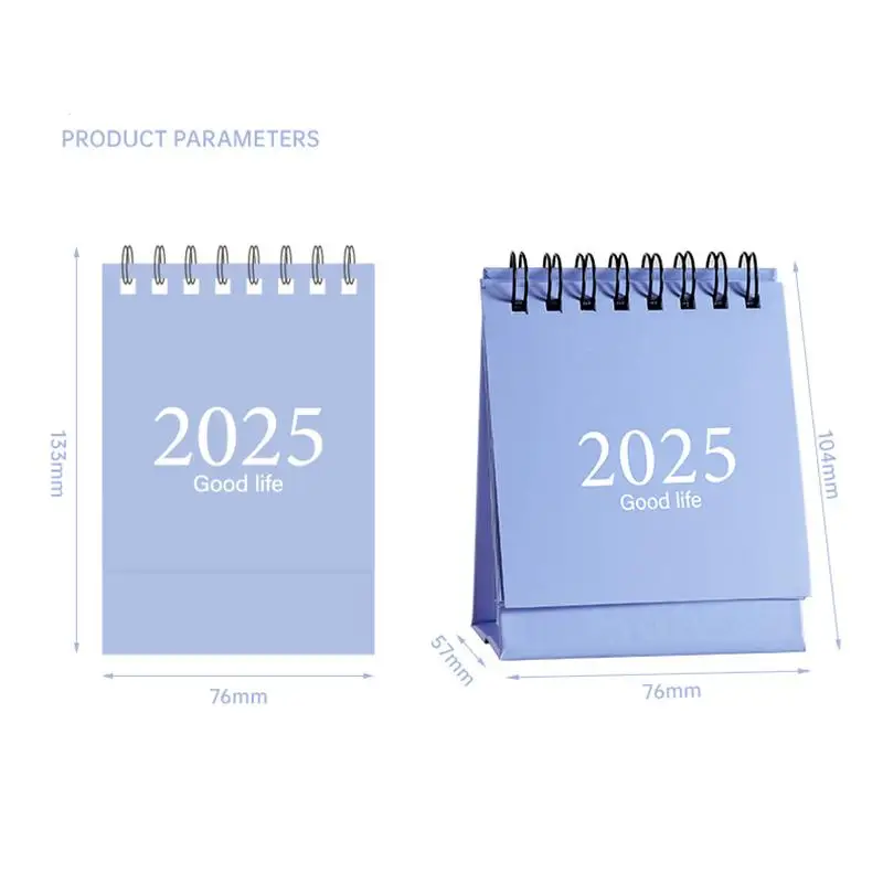 Mini calendário de mesa 2025, decoração criativa de escritório, calendário de mesa, memorando diário, planejador de aprendizagem, material de escritório