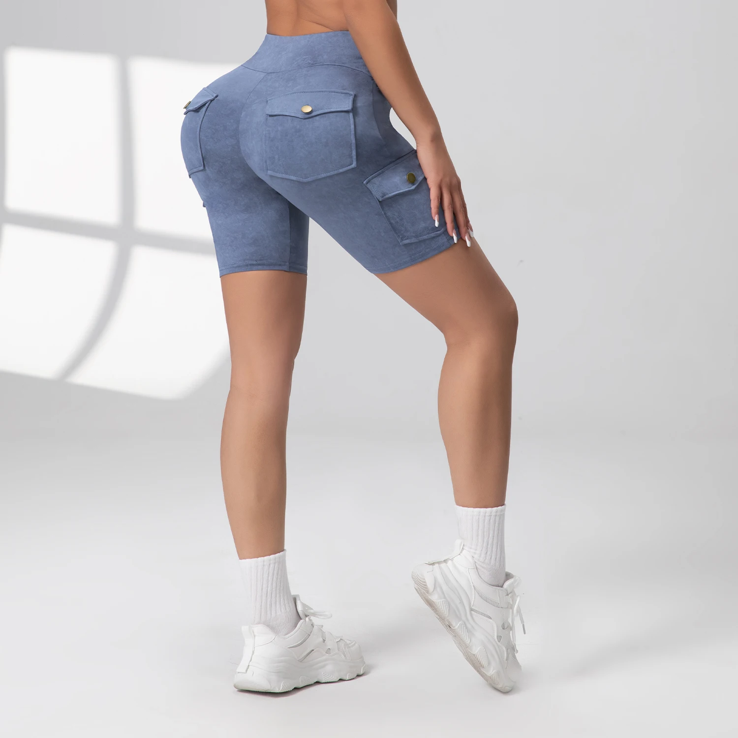 Women's Multiple Flip Pockets Tie-Dye Cargo Shorts Leggings High Waist Slim Fit Cycling Casual Home Sports Shorts Pants