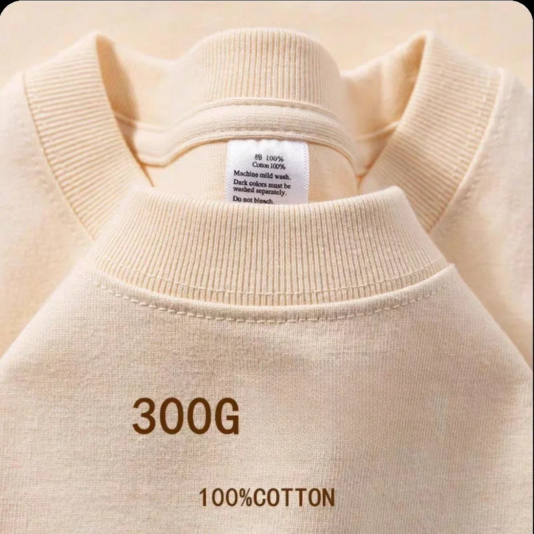 เสื้อยืดผู้ชายคุณภาพสูงสำหรับฤดูร้อน GSM 300G ผ้าฝ้ายเนื้อหนา คอกลม แขนครึ่ง ระบายอากาศได้ดี เสื้อยืดผู้ชายแบบใหม่