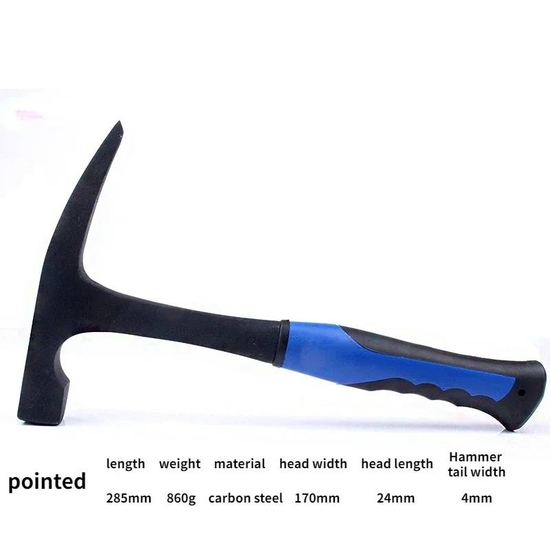 High Carbon Steel Geological Formation Hammer, Rock Pick, Geological Exploration, Hand Tool, Pointed/flat Head Shock Absorber