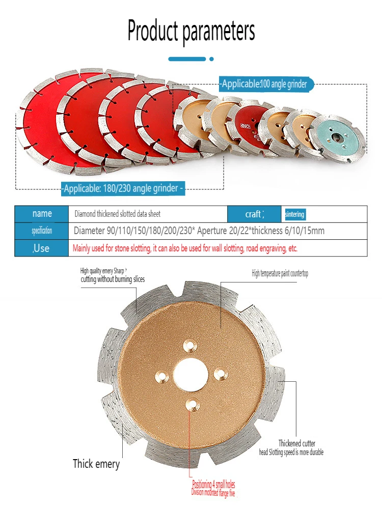 Popular Thickened Diamond Saw Blade, Stone Concrete Cement Grooving Cutting Tool, Including Engraving Spade Blade And Angle Grin