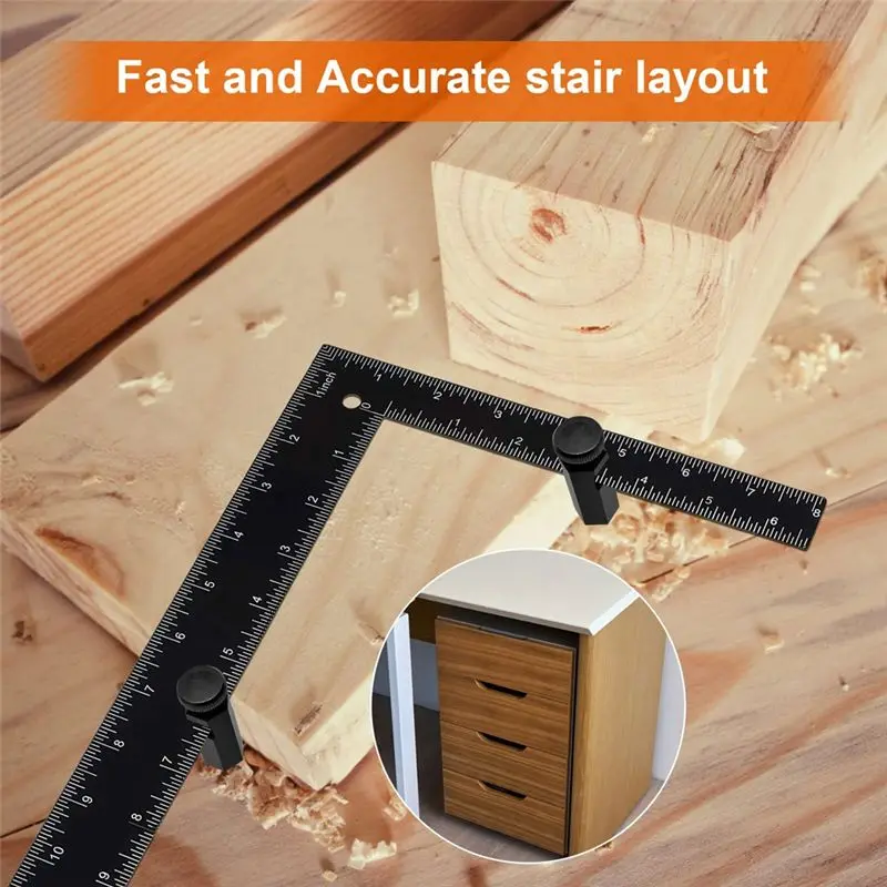 【STABLE QUALITY】Tall Stair Gauges for Framing Square,with Holder and Carabiner Stair Gauge Knob Tool for Carpentry Framing Squar