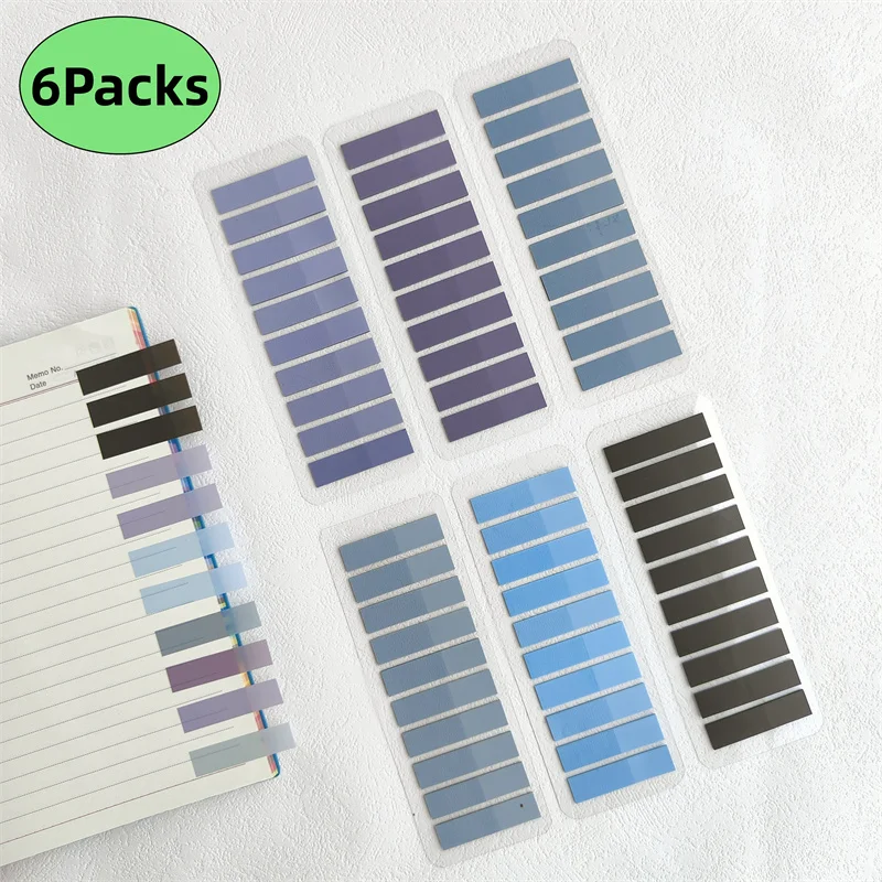 6 Packs 1200 Sheets Transparent Sticky Notes Self-Adhesive For Annotation Books Clear Notepads Memo Bookmarks Pad Tabs