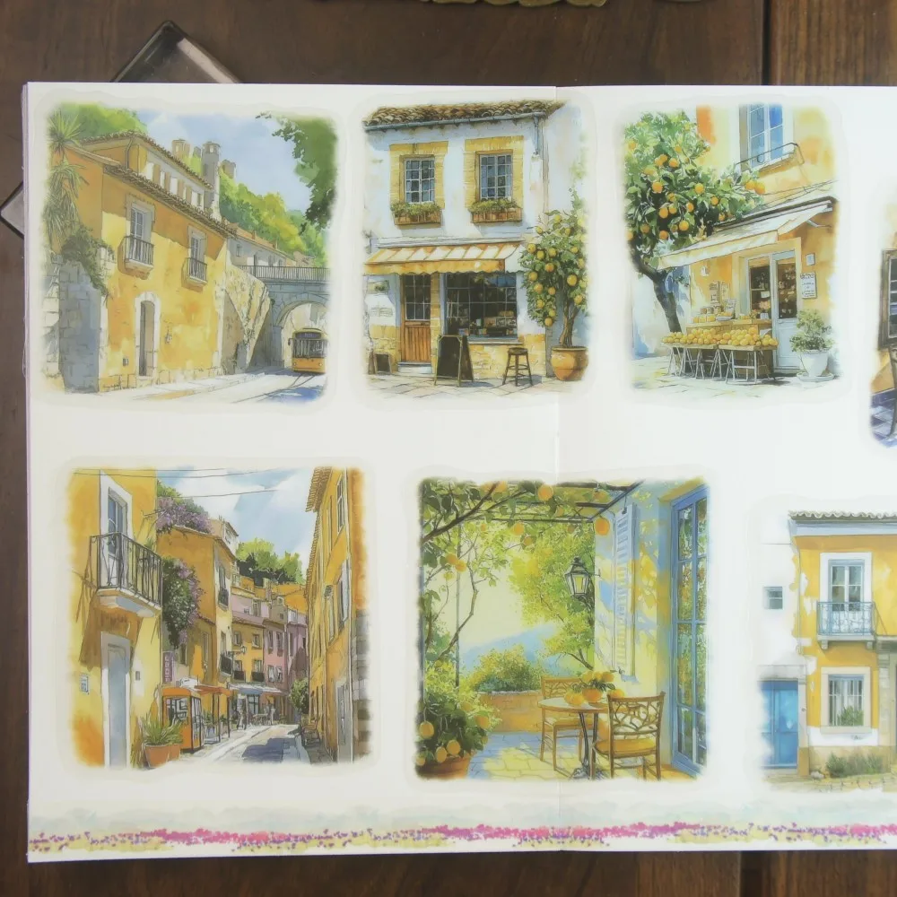 

15pcs Sunny Rainy Day Street View Style PVC Sticker Scrapbooking Background DIY Gift Decoration Tag