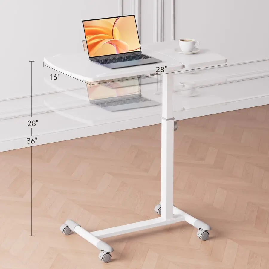 طاولة بجانب السرير مع عجلات، طاولة سرير مستشفى قابلة للإمالة فوق السرير، مكتب كمبيوتر محمول قابل للتعديل