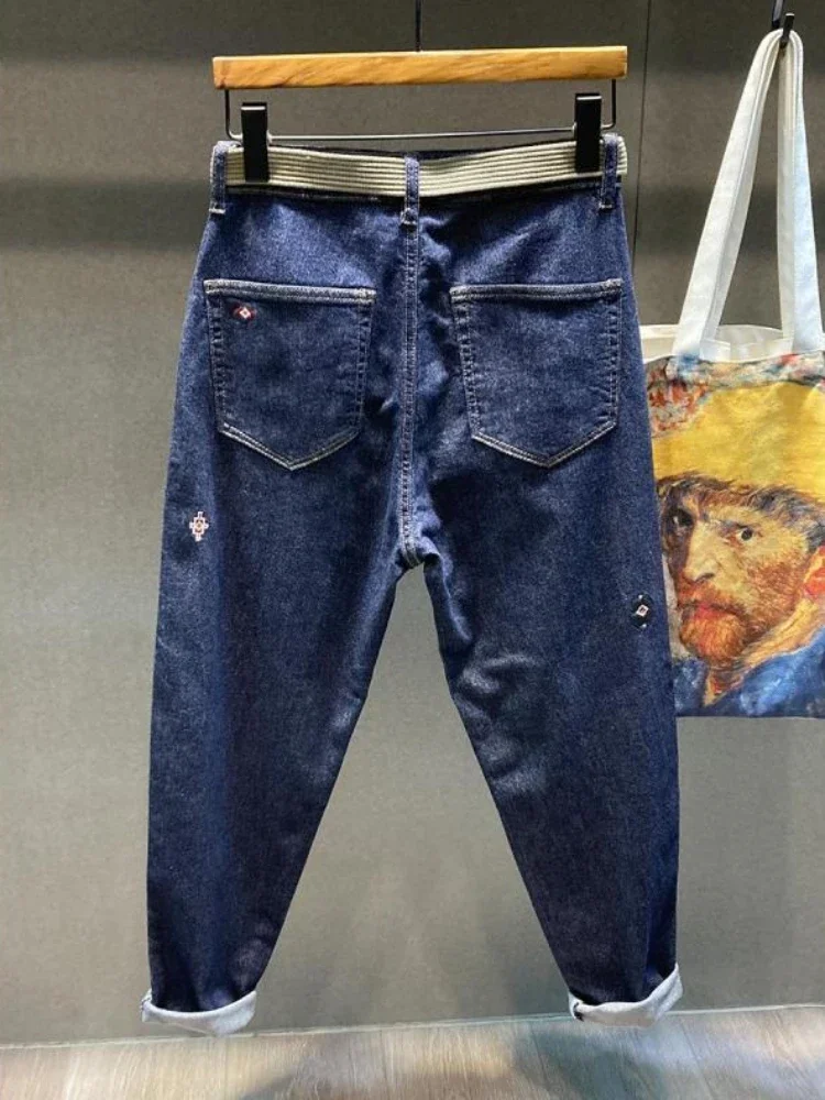 Jeans de cow-boy brodés pour hommes, pantalons en denim, streetwear des années 90, vêtements Harem, tendance rétro, grande taille, fjAutumn, 2024