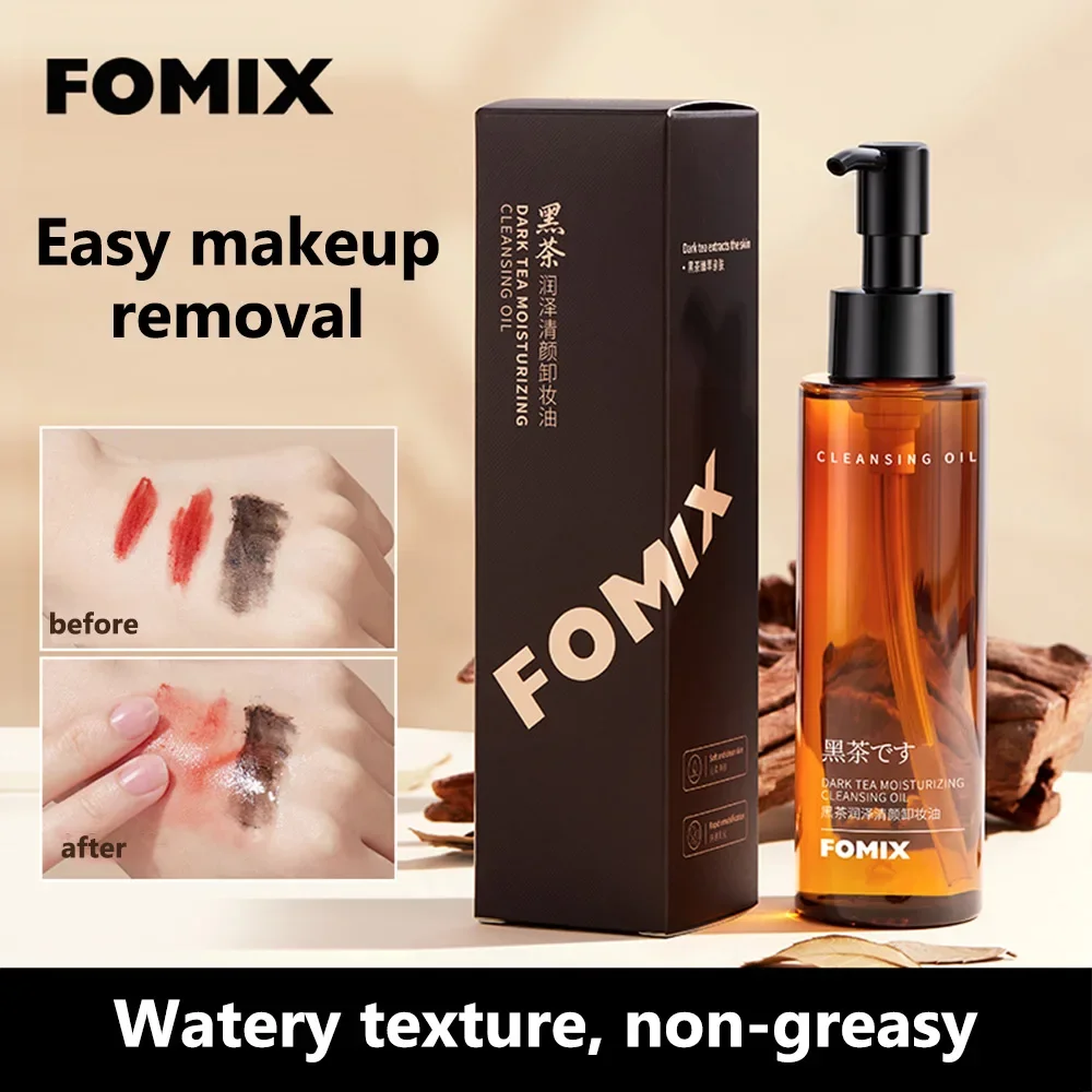 FOMIX Schwarzer Tee, feuchtigkeitsspendendes Reinigungsöl, feuchtigkeitsspendend, trockene Haut, ohne zu trocknen, Tiefenreinigung, Gesichts-Make-up-Entferner