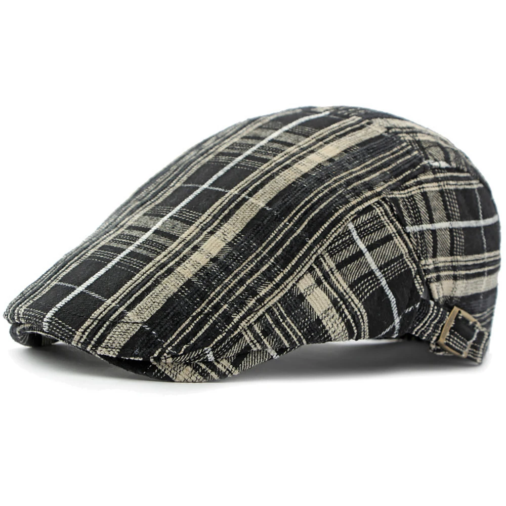 Ht4316 Baskenmütze Kappe Männer Frauen Retro Plaid flache Kappe verstellbare Künstler Maler Baskenmütze Hut männlich weiblich Herbst Winter