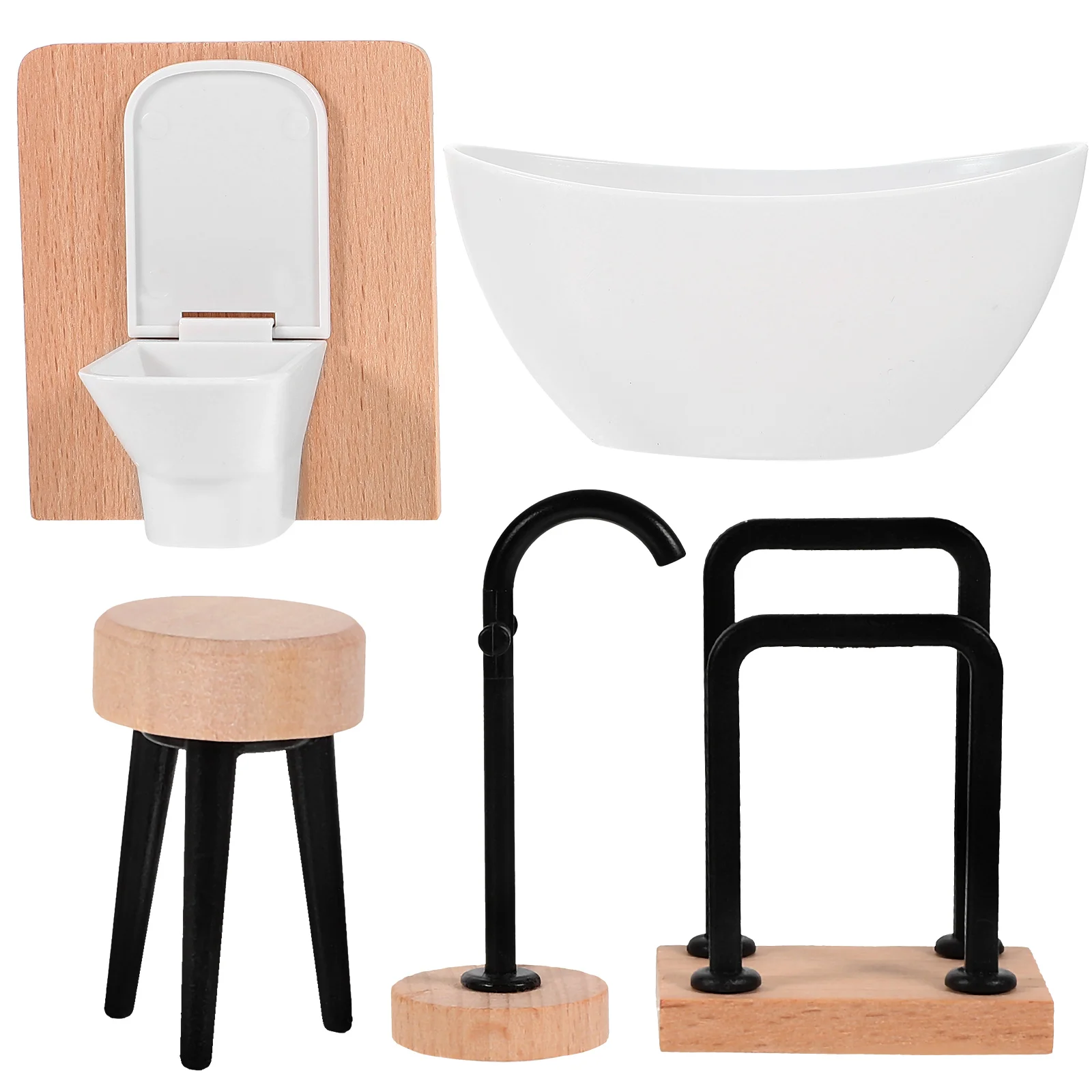 

5 Pcs Simulation Mini Furniture Tiny Bathroom House Landscape Decor Supplies Miniature Shower Accessories Toy Sink Small