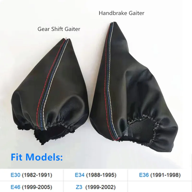 Car Gear Shift Collars Manual Handbrake Gaiter Boot Cover For BMW 3 Series E36 E46 E30 E34 M3 Z3  Black Leather M Accessories