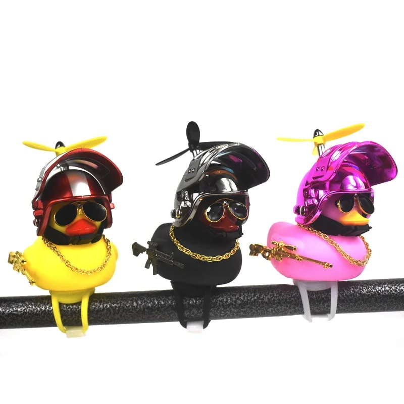 Car Duck Helmet Accessories A Set Accessories Propeller Car Yellow Black Duck Adhesive Strap Gold Chain Dog Rabbit Panda Helmet