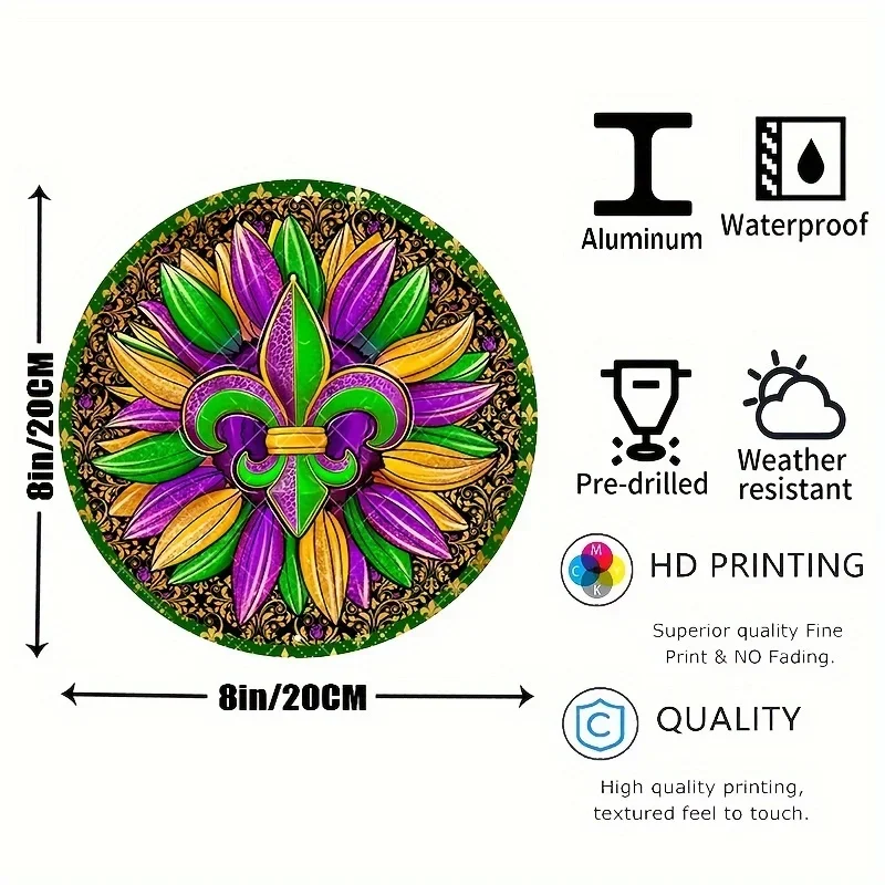 علامة معدنية فلور دي ليز ماردي غرا إكليل علامة إكليل مستديرة ديكور الباب إبداعات جدار ديكور مزرعة ديكور غرفة الديكور #2
