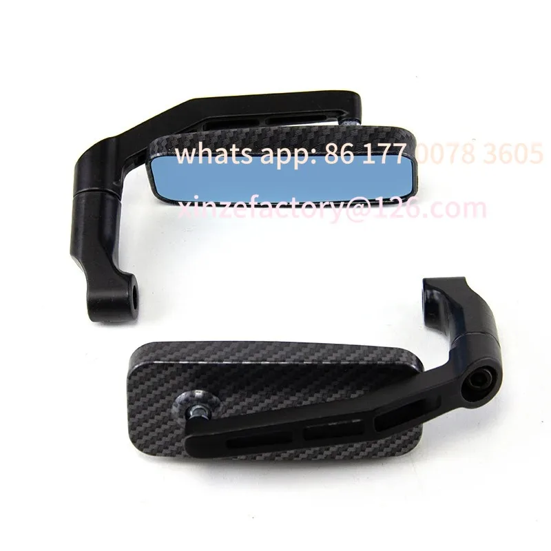 Customizable 1 Pair Motorcycle Bar End Side Rearview Mirrors For Scooter ATV Motorbike Bike Handlebar Anti-Glare Blue Glass Rear