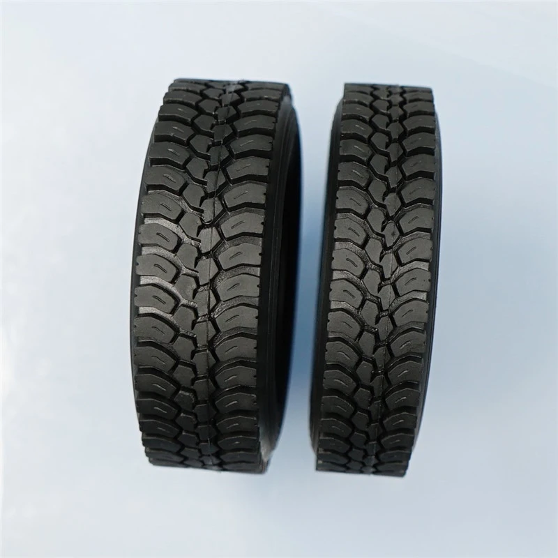 2 Rubber Gravel Tires for 1/14 Tamiya RC Truck Car Scania 770S BENZ 3363 VOLVO FH16 MAN Diy Parts Toys