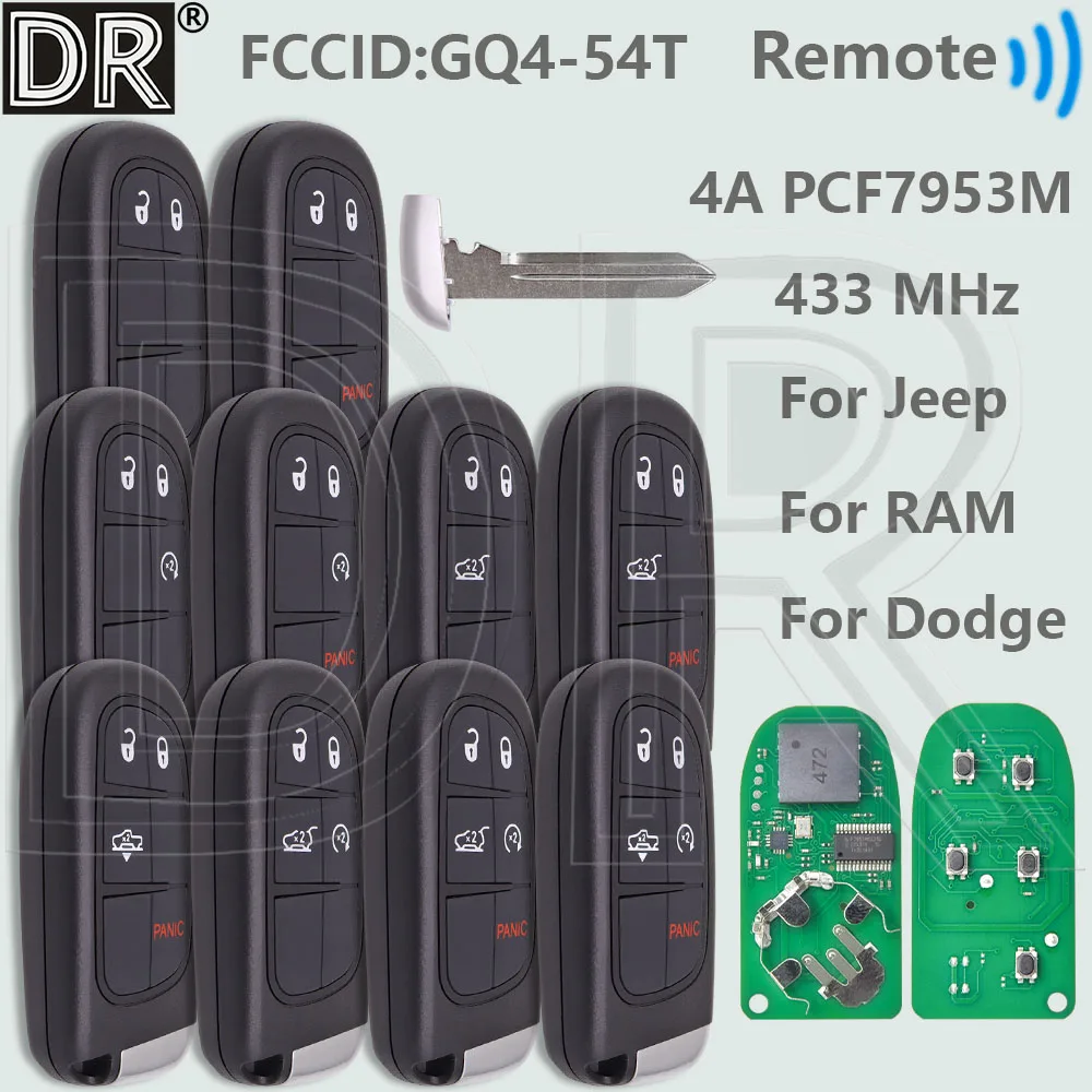 

DR NXP оригинальный чип 4A PCF7953M GQ4-54T 433 МГц автомобильный дистанционный ключ 68141580AB/AC/AG для Jeep Cherokee RAM 1500 2500 3500 2014-2019
