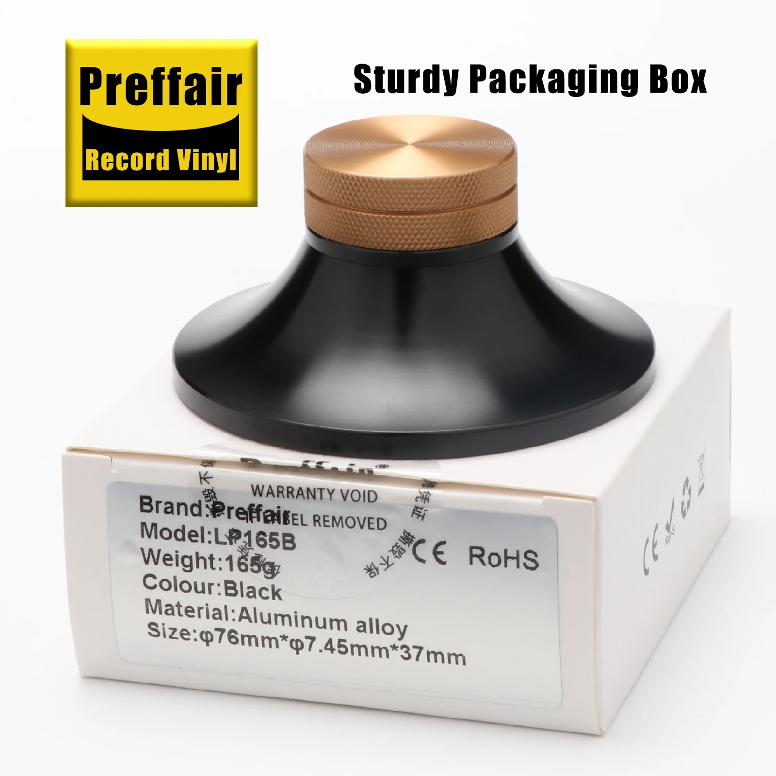 Preffair LP165 Aluminum Alloy Vinyl Record Stabilizer Weight 7.2mm Shaft Self Lock Design Anti Resonance LP Disc Press Clamp
