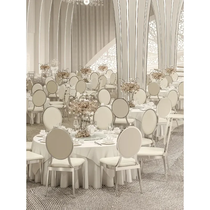 Romantic Wedding Chair Elegant Silver Dining Chair Light Luxury Party Hotel Chair  Love Dressing Soft Stool Hall Ceremony Stool view 6