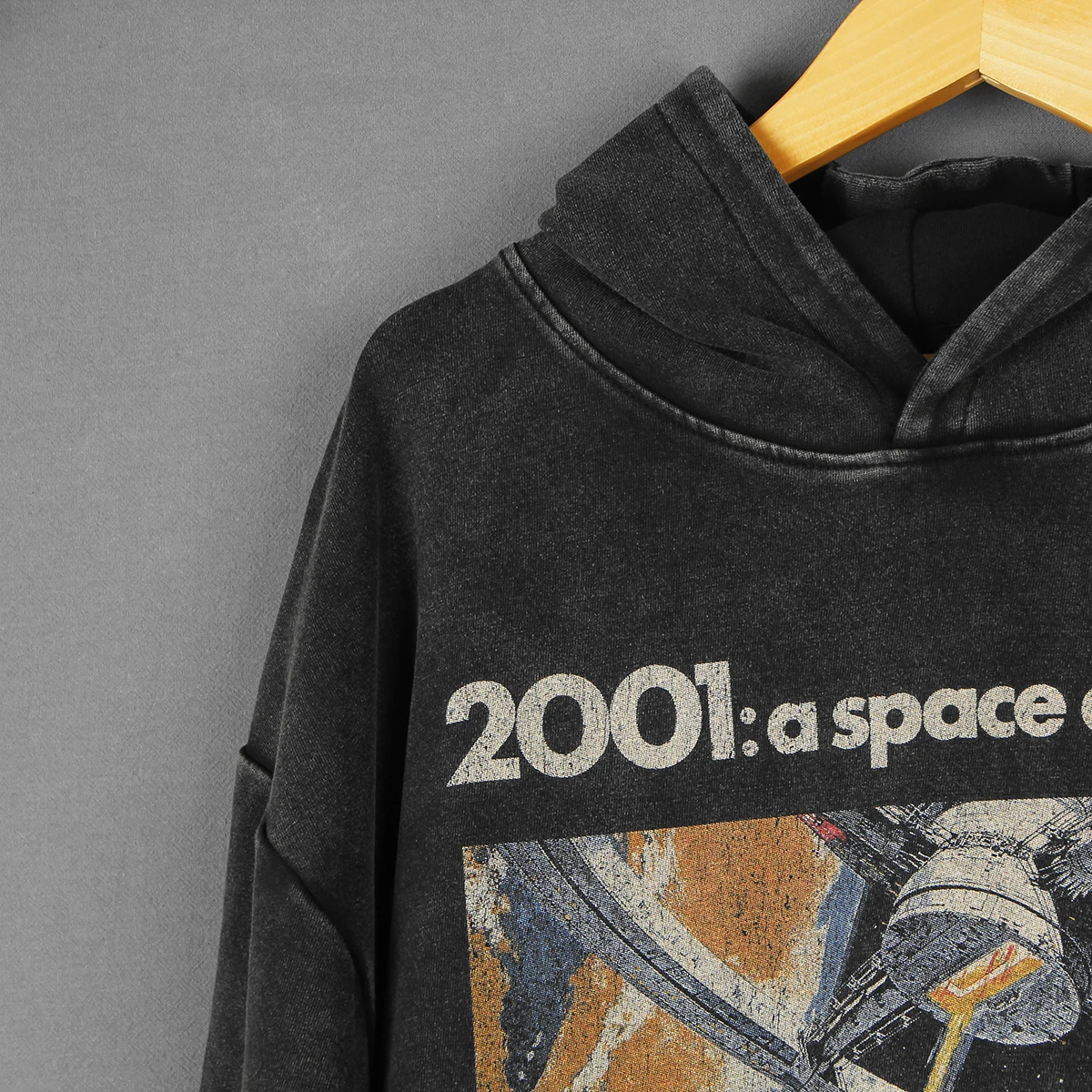 2001 A Space Odyssey T-Shirt Stanley Kubrick 60S Sci-Fi Movie Retro Washed Cotton Style Loose Long Sleeves Casual Hooded Clothes