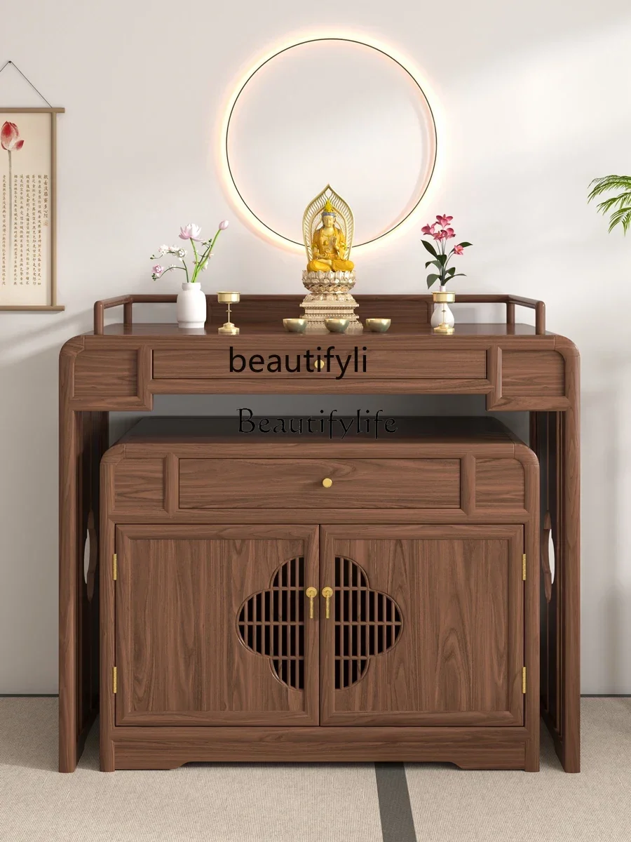 

Solid Wood Domestic Buddhist Hall Buddha Cabinet Light Luxury God of Wealth Worship Buddha Shrine Living Room Incense Table