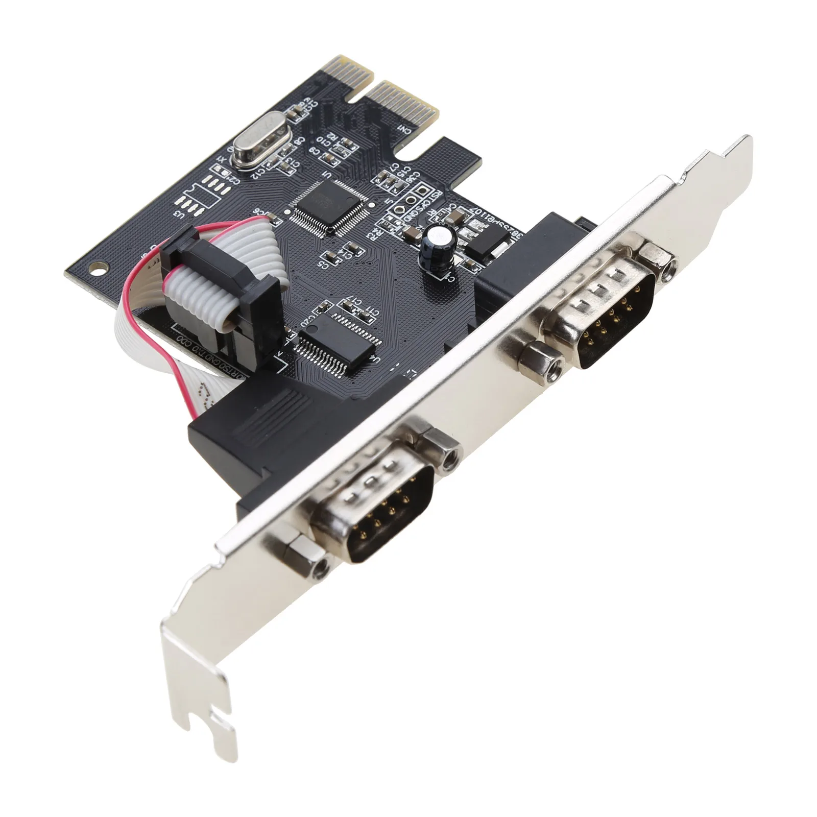 PCIE 2 Port Serial Expansion Card PCI for EXPRESS PCI-E to Industrial DB9 x2 Serial RS232 COM Port Adapter AX99100 Chip