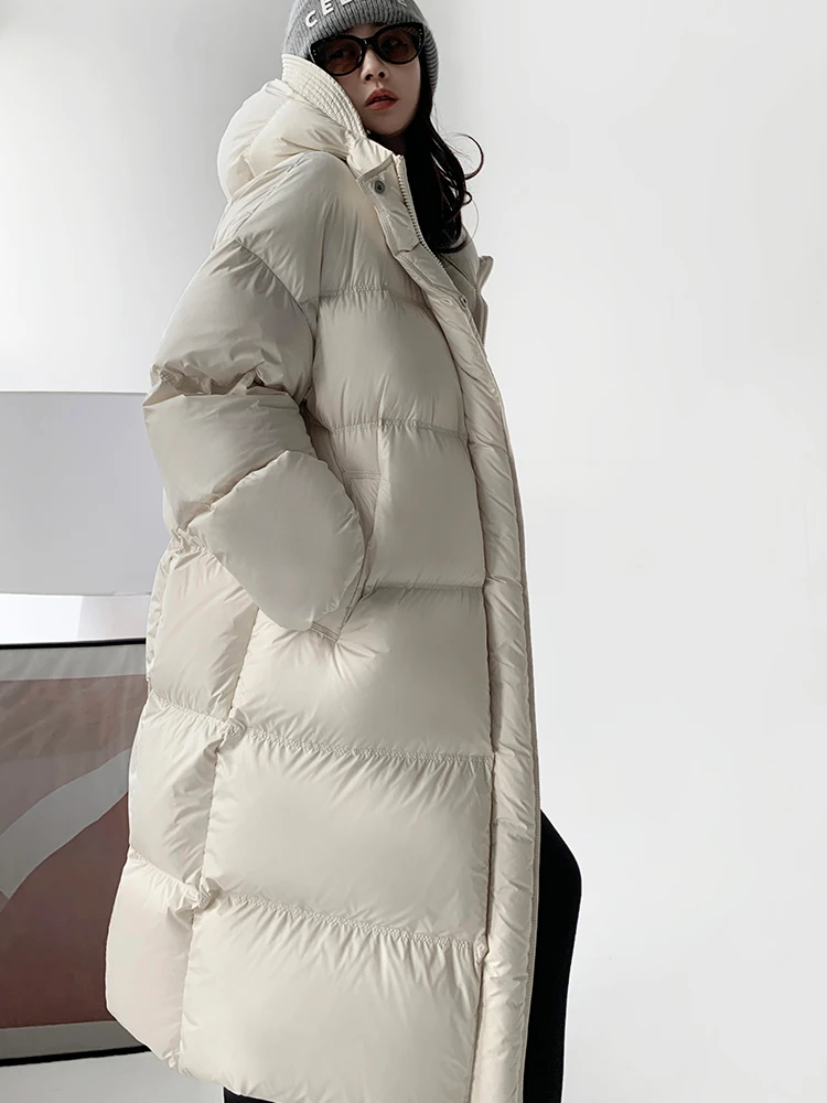 

Женская утепленная пуховая куртка с капюшоном, длинная, теплая, для защиты от холода, повседневная, зимняя верхняя одежда