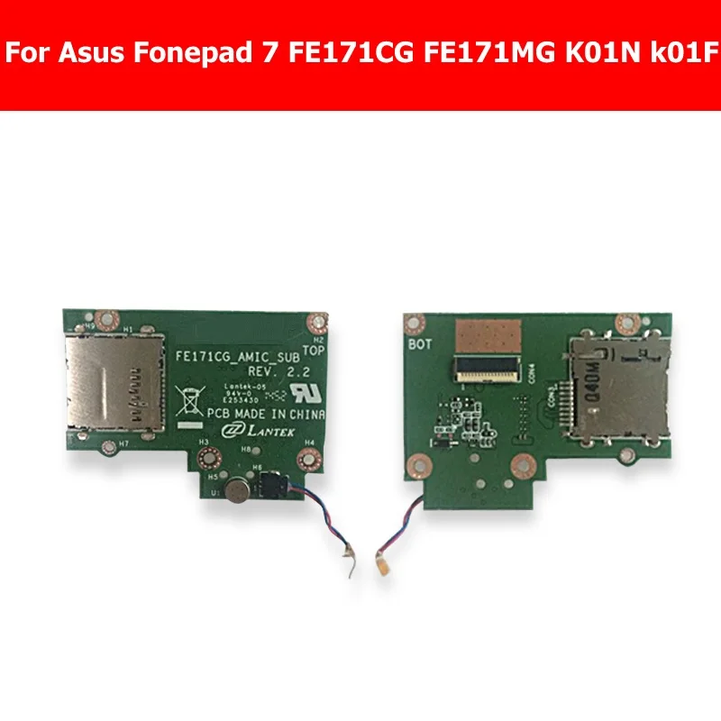 Memory Card holder & Vibrator PCB Board For Asus Fonepad 7 FE171CG FE171MG K01N k01F TF/SD microphone board FE171CG_AMIC_SUB