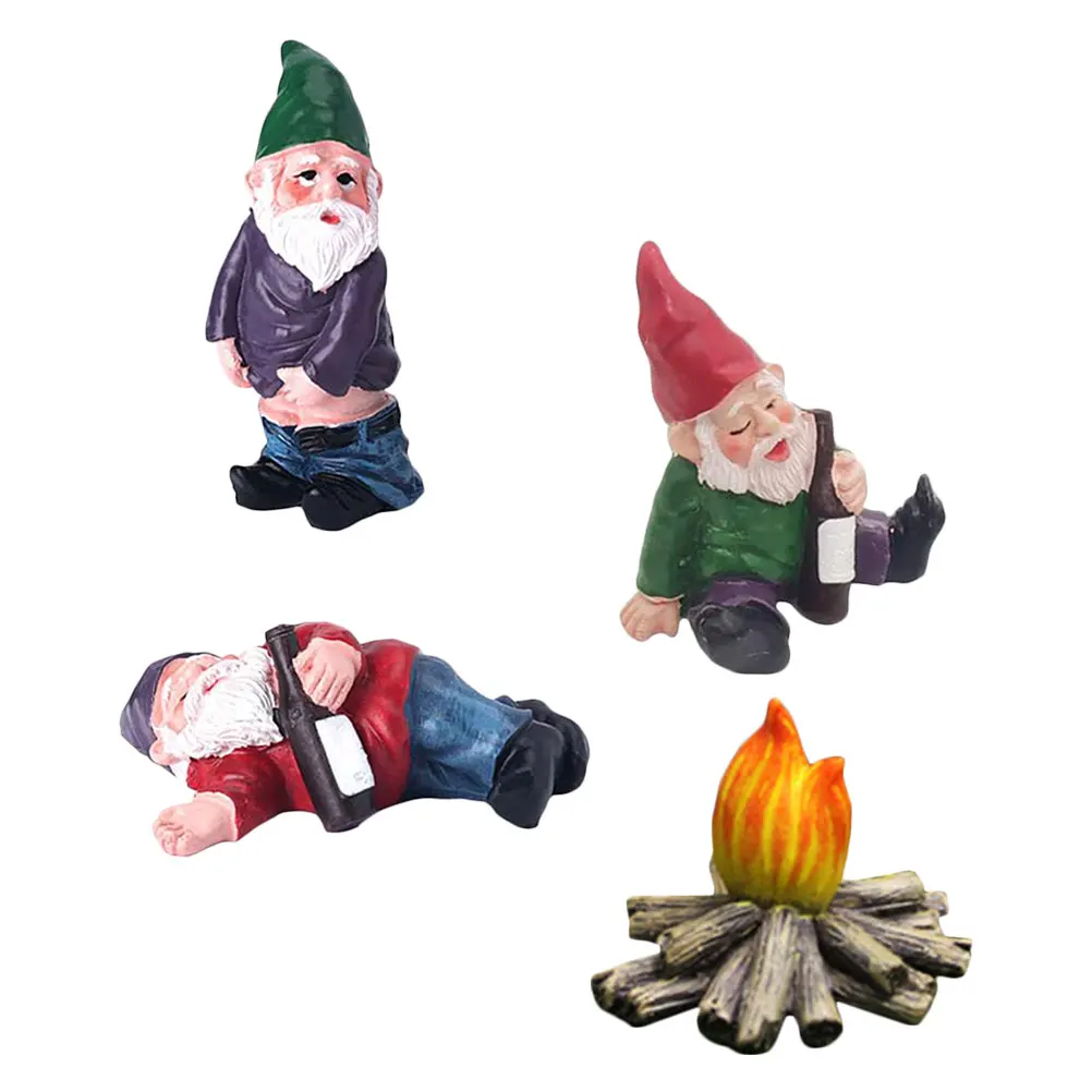 

4pcs Realistic Resin Garden OrnamentsElf Decorations Mini Landscape Courtyard Adornment Christmas Gifts Home Statue