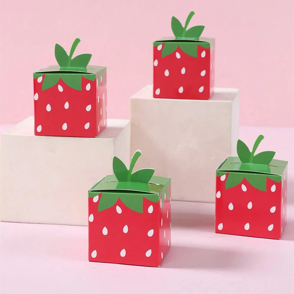 Sweet Fruit Strawberry Theme Paper Cookie Candy Box Gift Packing