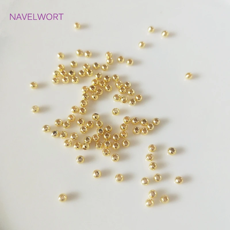 Schmuckherstellungszubehör, 2 mm–6 mm, 14 Karat/18 Karat echt vergoldet, runde Abstandsperlen, Zubehör, DIY-Perlen-Schmuckherstellung – Detail 26