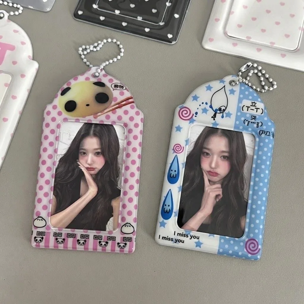 1/2pcs Cute Cartoon Water Droplet Panda Card Holder Girl Kpop 3 Inch Photocard Holder Protector Album Bag Display Pendant