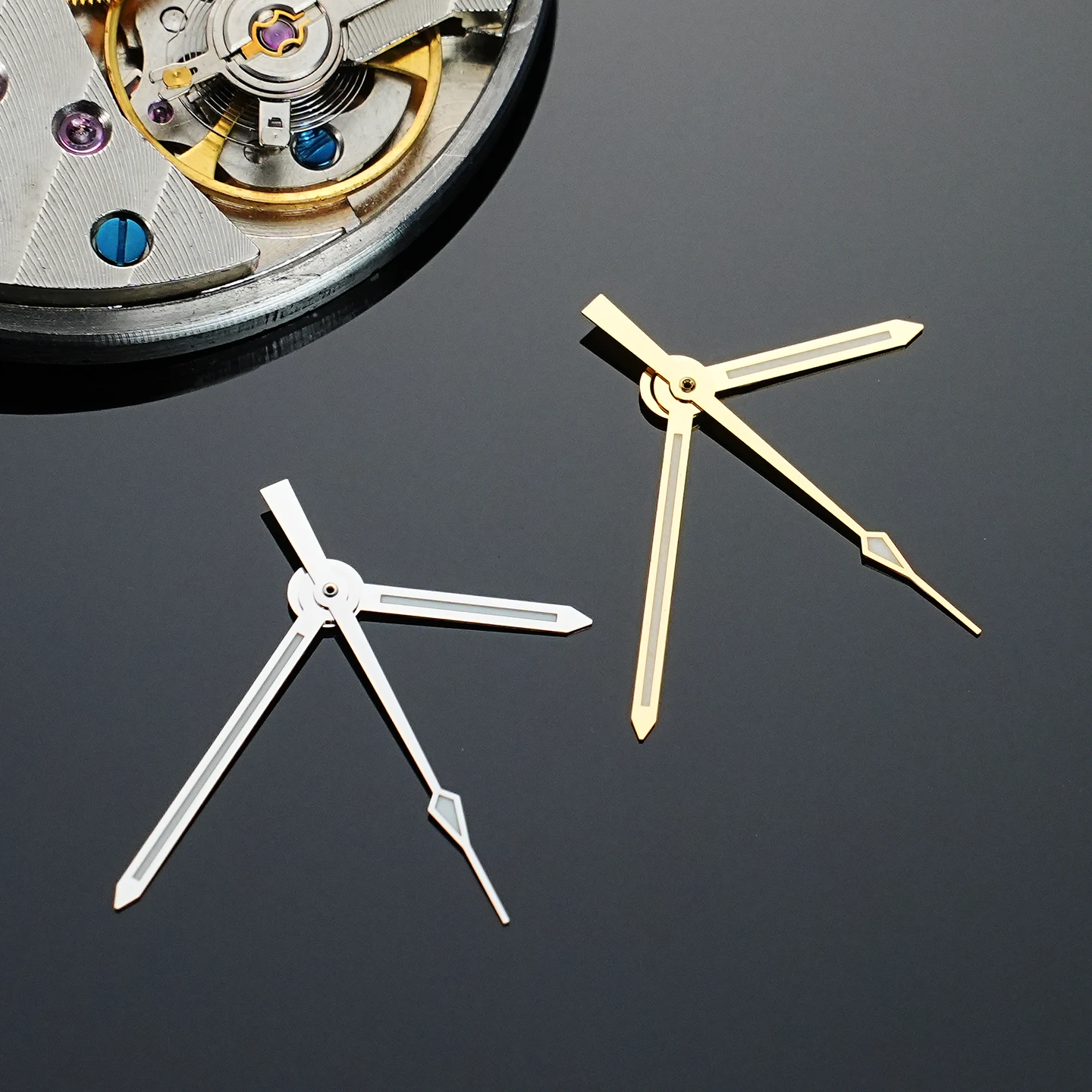 Precision Replacement luminous Watch Hands For Omega Valjoux 7750 Movement OMG-311 Style Blue Steel/Rhodium 10*15*15mm