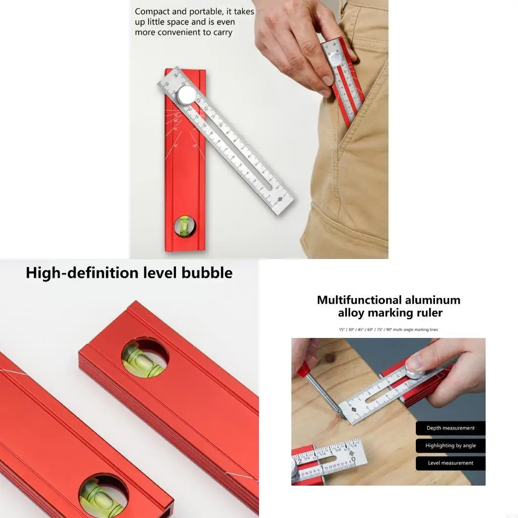 

Professional Aluminum Alloy Woodworking Marking Ruler With Clear Scale For Precise Measuring M4YD