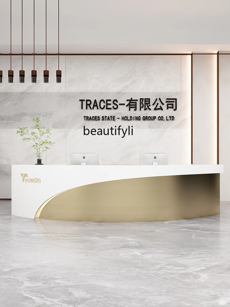 Simple Modern Paint Front Desk Medical Beauty Consulting Service Counter Pavilion of Regimen Bar Company Hotel Reception Desk