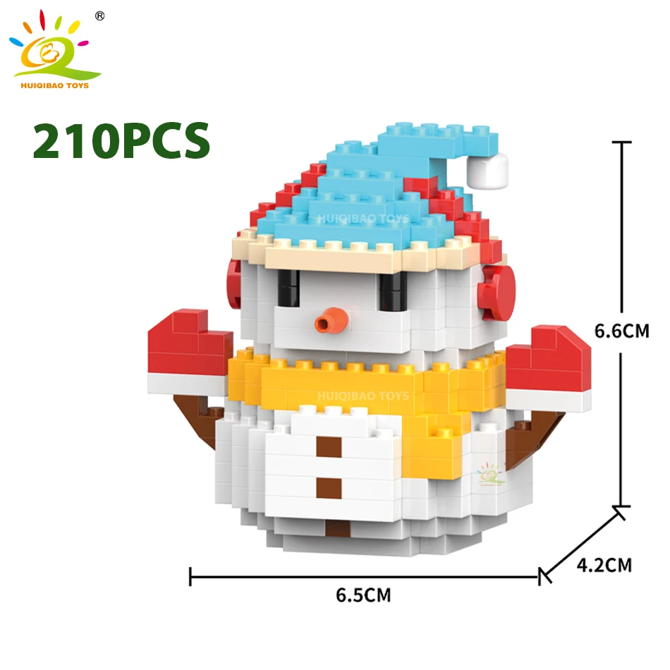 HUIQIBAO MOC Christmas Bell Tree Santa Claus Mirco Building Blocks Ideas Snowman Elk Sled Mini Bricks Toy for Children Xmas Gift