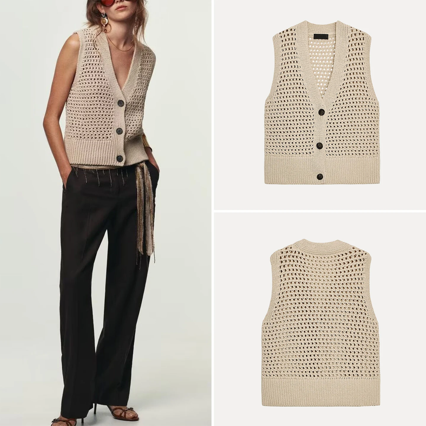 

Casual Knitted Vest 2025 Autumn New Sle Women's Faionable Open Front Versatile Leisure Wear Z Brand Other Material