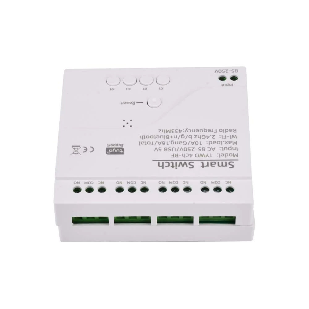 4 Channel 433MHz WiFi Relay Switch Module Smart Control Relay Module AC 85V~250V/Micro USB 5V Compatible with Alexa Goolge Home