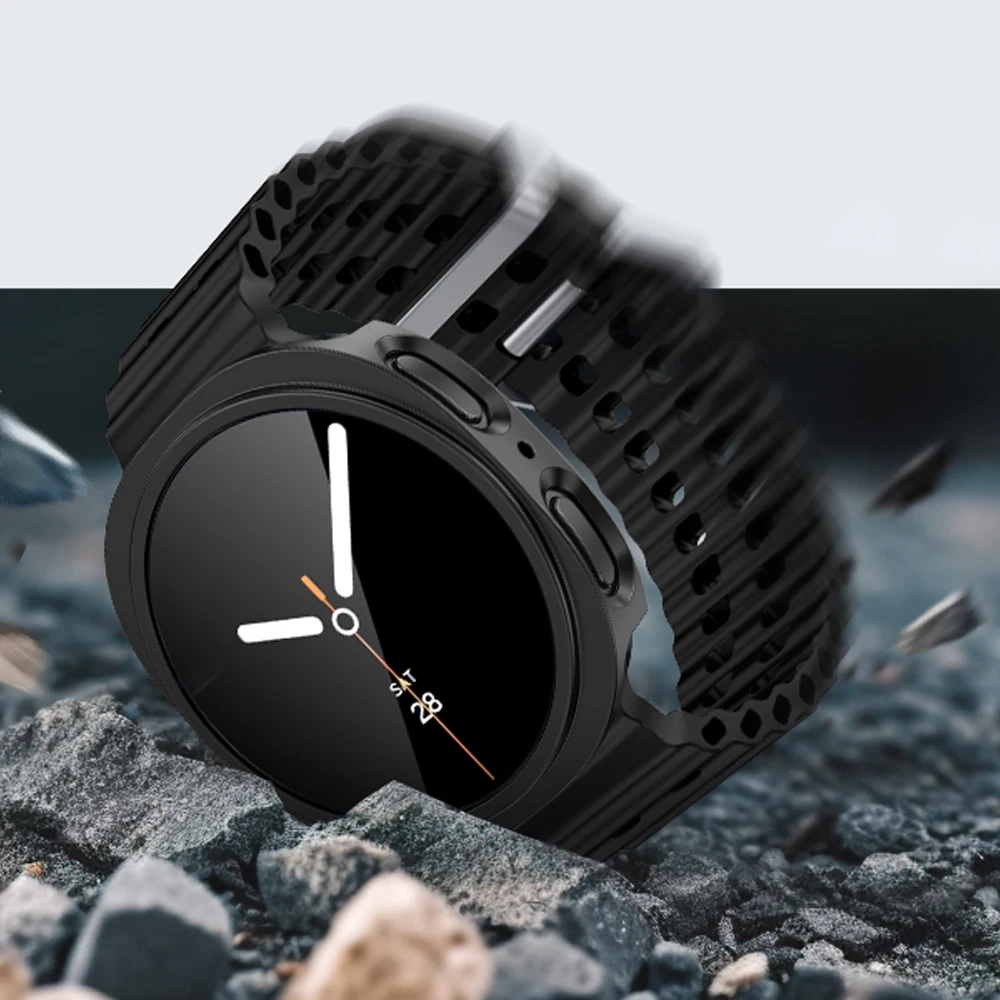 Hülle für Samsung Galaxy Watch 8 44 mm 40 mm Displayschutzfolie aus gehärtetem Glas + PC-Stoßstangenabdeckung Galaxy Watch 8 Schutzzubehör