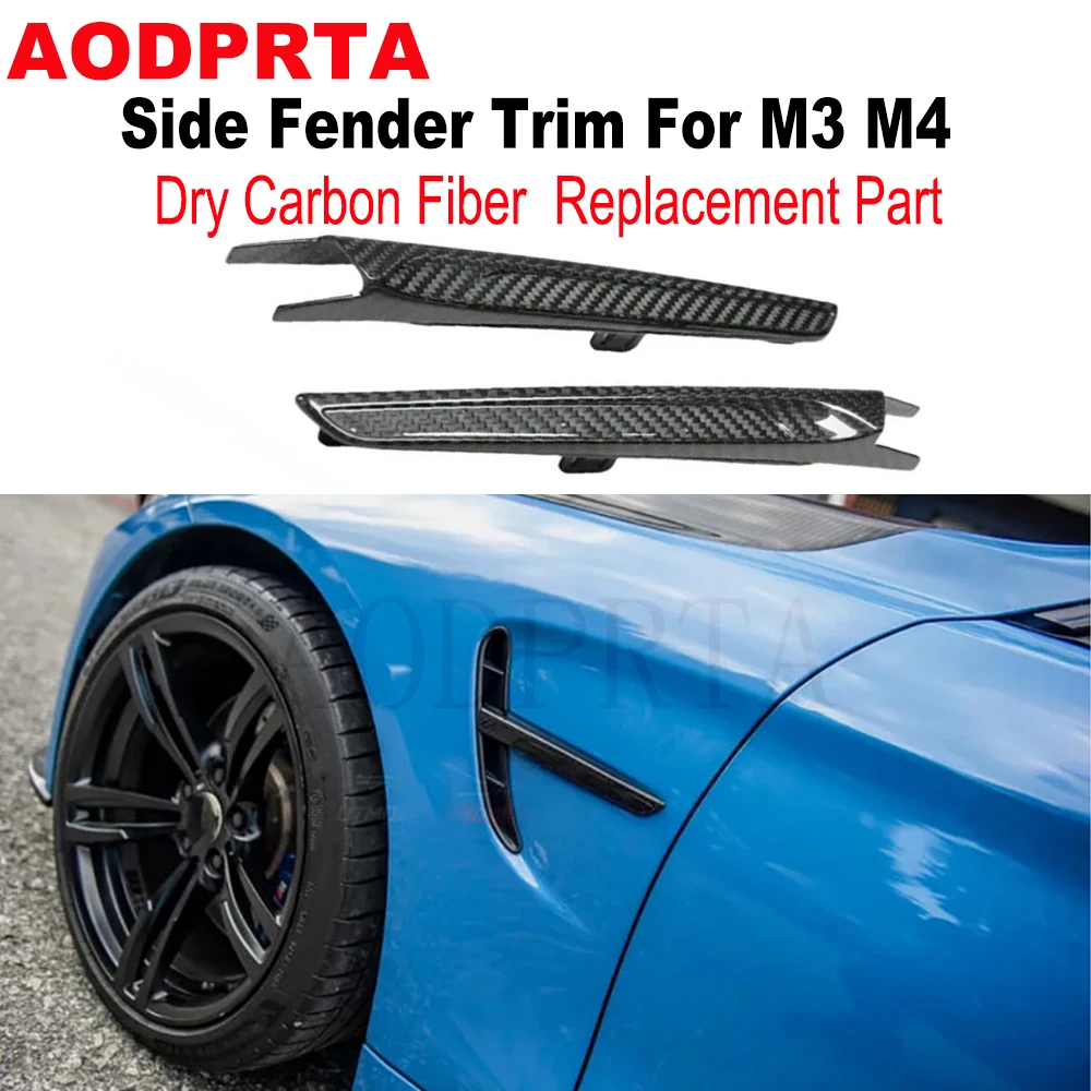 Image of Dry Carbon Side Fender Air Vent Abdeckung Trim Für BMW M3 M4 F80 F82 F83 2014-2018 Ersatzteil