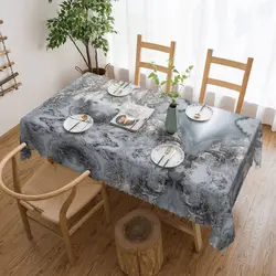 Rectangular Gray Marble Texture Abstract Pattern Table Cover Modern Geometric Graphic Table Cloth Tablecloth for Picnic