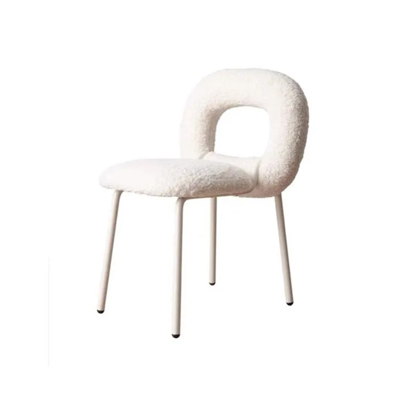 JOYLOVE Household Nordic Designer Donut Chair Modern Minimalist Dining Chair Ins Wind Makeup Stool Lamb Velvet Back Chair 2023