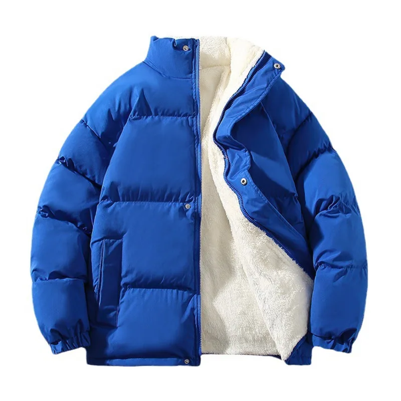 Fall Winter Cotton Padded Jacket Coat Men Hip Hop Thickened Loose Standing Collar Korean Style Man Flannel Lining Wadded Jacket