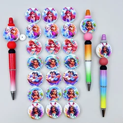 DIY Cartoon Princesa Silicone Beads, Mamilo Cadeia Pen Bead, Acessórios Jóias, Focal Bead, Food Grade, Baby Toys, 10 Pcs